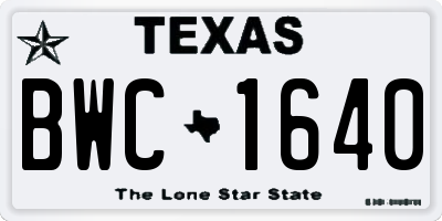 TX license plate BWC1640