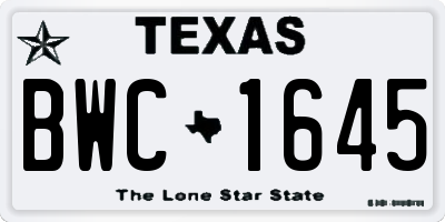 TX license plate BWC1645