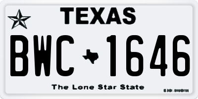 TX license plate BWC1646