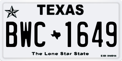 TX license plate BWC1649