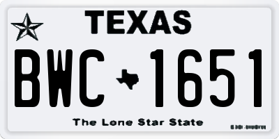 TX license plate BWC1651