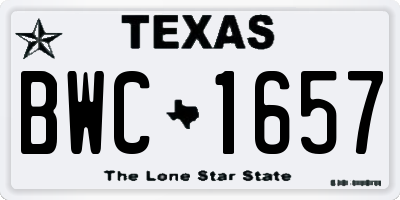 TX license plate BWC1657