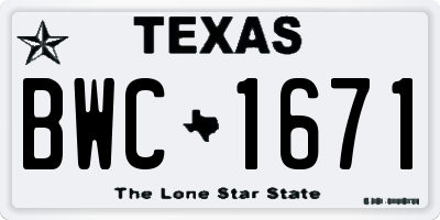 TX license plate BWC1671