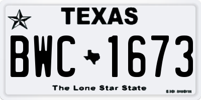 TX license plate BWC1673