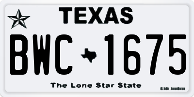 TX license plate BWC1675