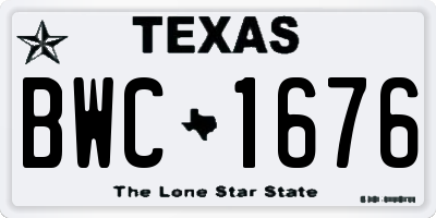 TX license plate BWC1676