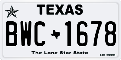 TX license plate BWC1678