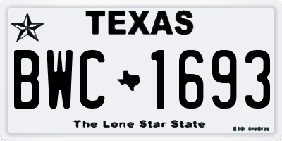 TX license plate BWC1693