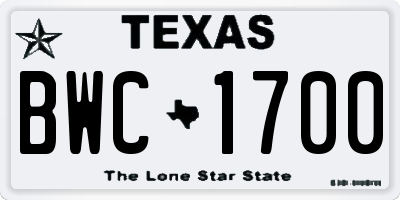 TX license plate BWC1700