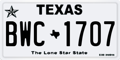 TX license plate BWC1707