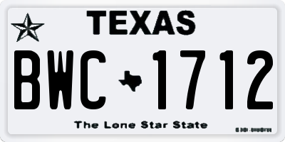 TX license plate BWC1712