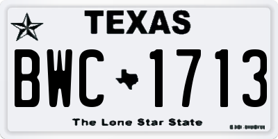 TX license plate BWC1713
