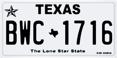TX license plate BWC1716