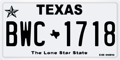 TX license plate BWC1718