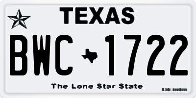 TX license plate BWC1722