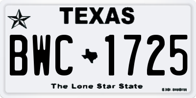 TX license plate BWC1725