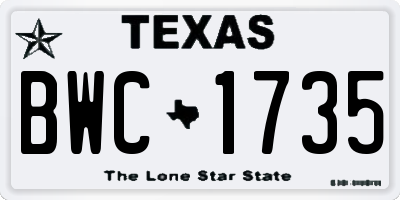 TX license plate BWC1735