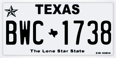 TX license plate BWC1738