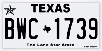 TX license plate BWC1739