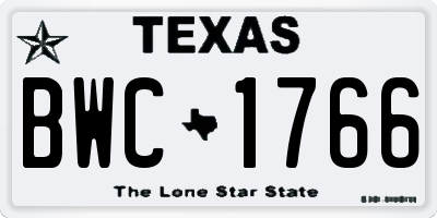 TX license plate BWC1766