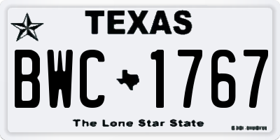 TX license plate BWC1767