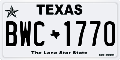TX license plate BWC1770