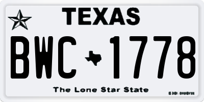 TX license plate BWC1778