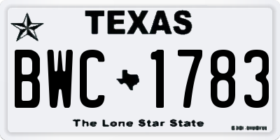 TX license plate BWC1783