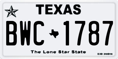 TX license plate BWC1787