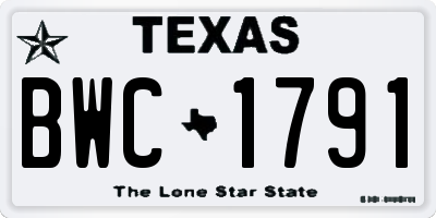 TX license plate BWC1791