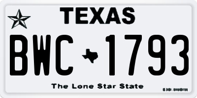 TX license plate BWC1793