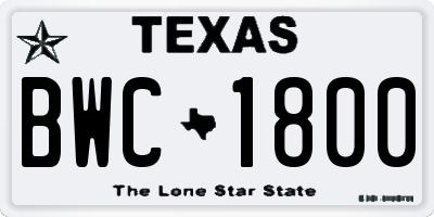 TX license plate BWC1800
