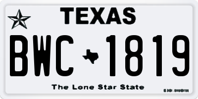 TX license plate BWC1819