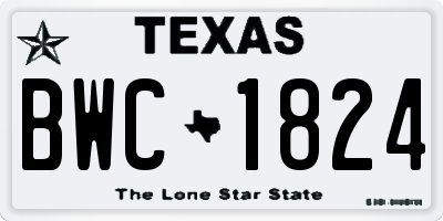 TX license plate BWC1824