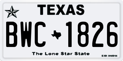 TX license plate BWC1826