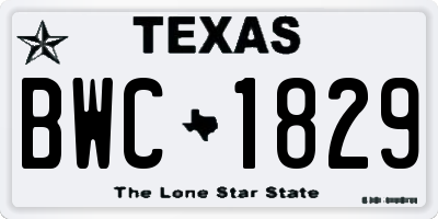 TX license plate BWC1829