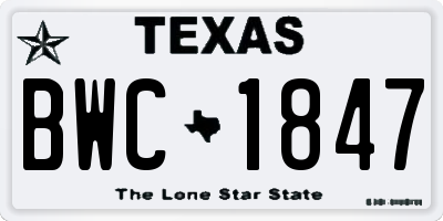 TX license plate BWC1847