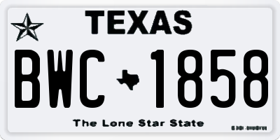 TX license plate BWC1858