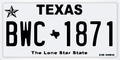 TX license plate BWC1871