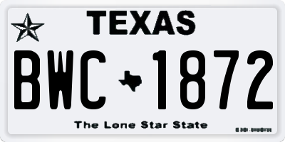 TX license plate BWC1872