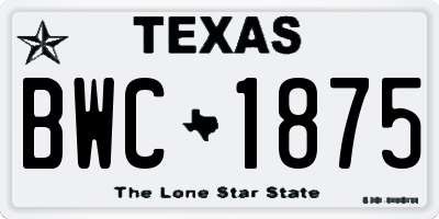TX license plate BWC1875
