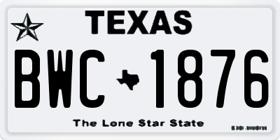 TX license plate BWC1876