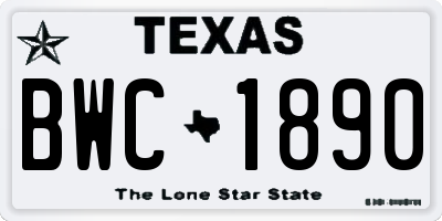 TX license plate BWC1890