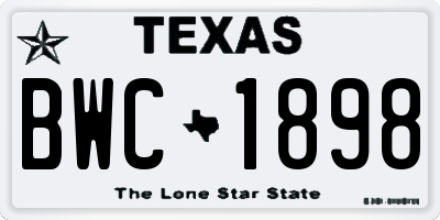 TX license plate BWC1898