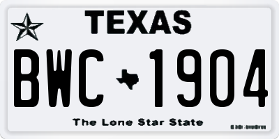 TX license plate BWC1904
