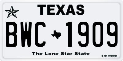 TX license plate BWC1909