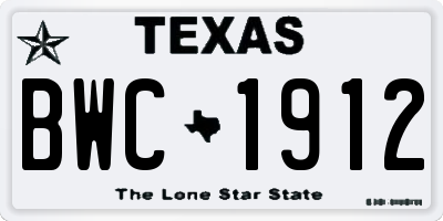 TX license plate BWC1912