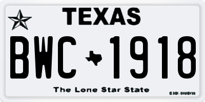 TX license plate BWC1918