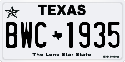 TX license plate BWC1935