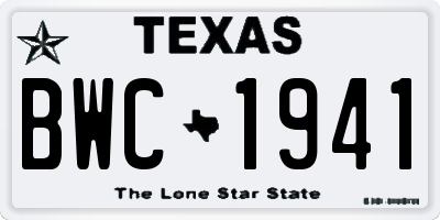 TX license plate BWC1941